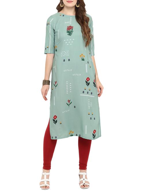 floral printed straight kurta - 15443698 - Very Small Image - 1
