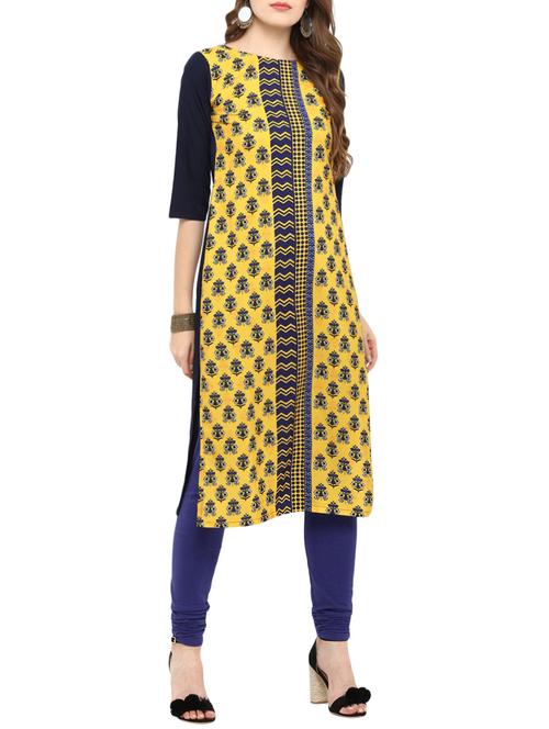 floral printed straight kurta - 15443717 - Very Small Image - 1