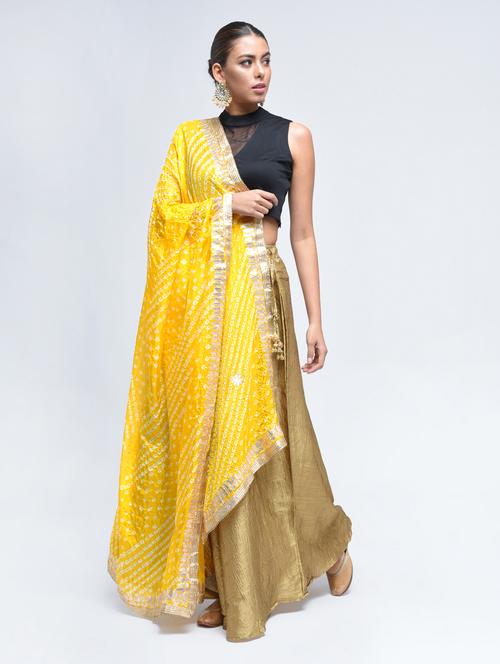 yellow art silk dupatta - 15444193 - Very Small Image - 1