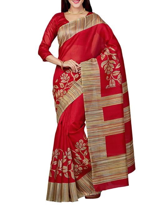 contrast bordered bhagalpuri saree with blouse - 15444558 - Very Small Image - 1