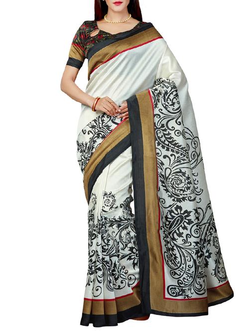 contrast bordered bhagalpuri saree with blouse - 15444562 - Very Small Image - 1