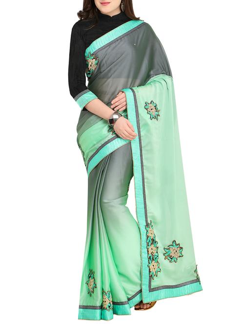 ombre floral patchwork saree with blouse - 15444750 - Very Small Image - 1