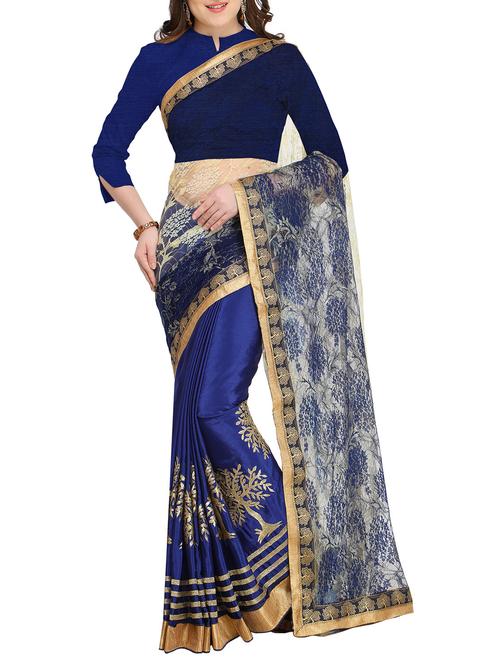 conversational embroidered half and half saree with blouse - 15444759 - Very Small Image - 1
