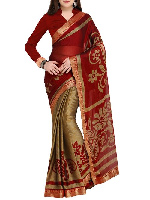 floral half & half saree with blouse - 15444771 - Very Small Image - 1