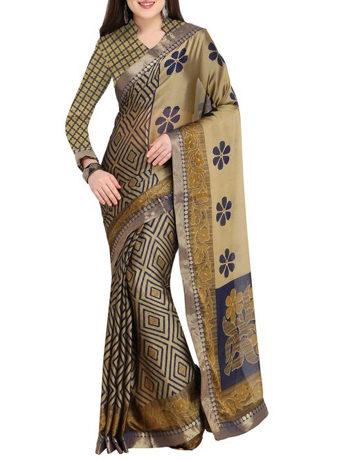 lace border geometrical printed saree with blouse - 15444772 - Very Small Image - 1