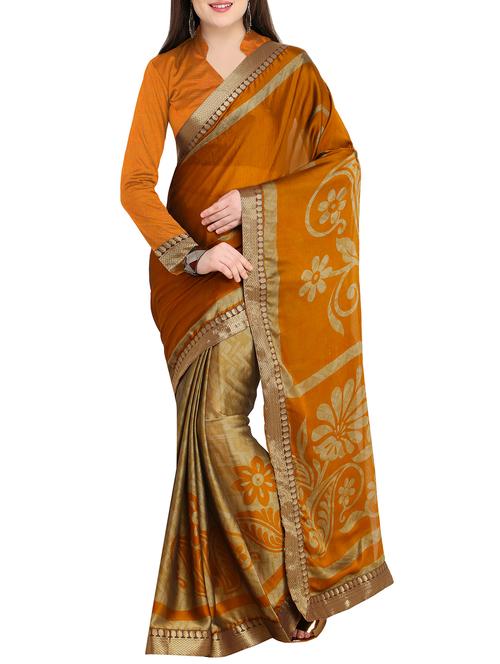 floral half & half saree with blouse - 15444773 - Very Small Image - 1