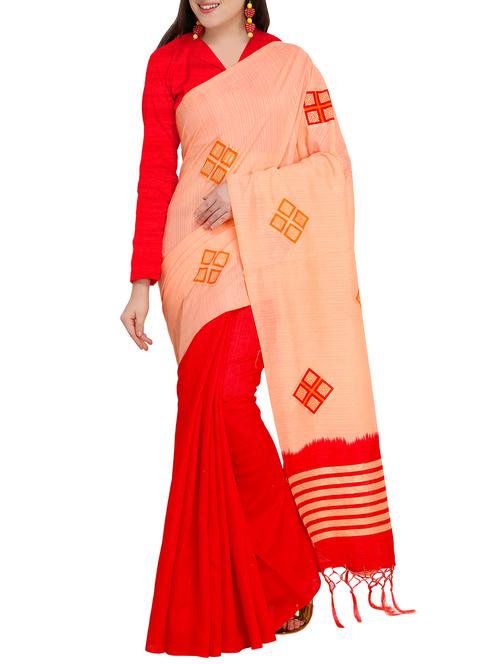 checkered half & half saree with blouse - 15444775 - Very Small Image - 1