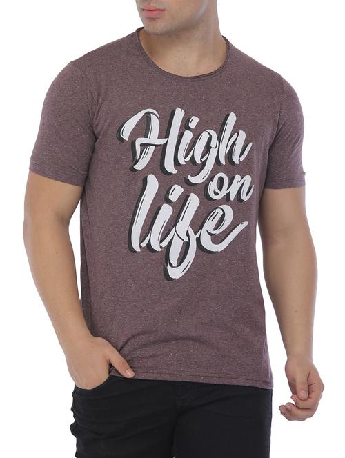 brown cotton blend chest print t-shirt - 15444913 - Very Small Image - 1