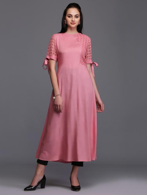 a-line bow sleeves kurta - 15445056 - Very Small Image - 1