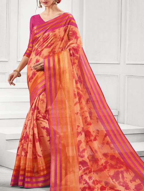 kota silk tie & dye saree with blouse - 15445118 - Very Small Image - 1