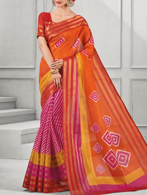 kota silk tie & dye saree with blouse - 15445120 - Very Small Image - 1