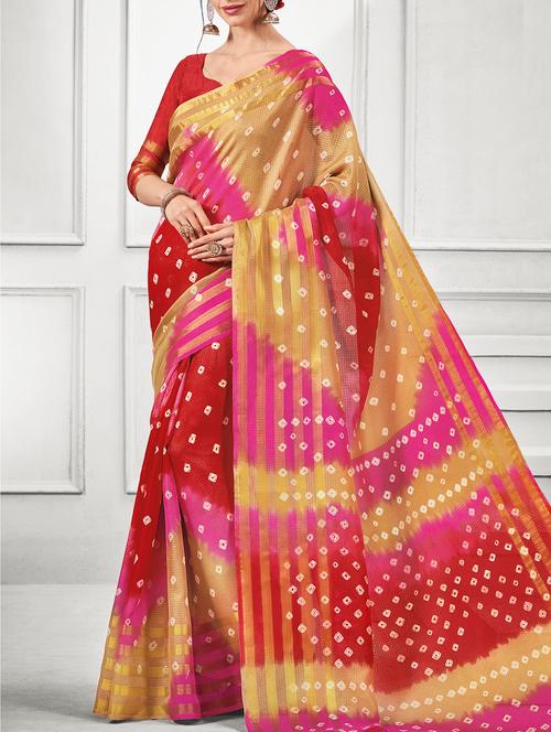 kota silk bandhani saree with blouse - 15445121 - Very Small Image - 1