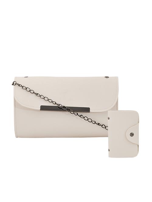 white leatherette (pu) combo sling bag - 15445576 - Very Small Image - 1