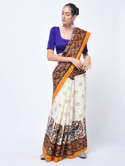 conversational jacquard cut work saree with blouse - 15447750 - Very Small Image - 1