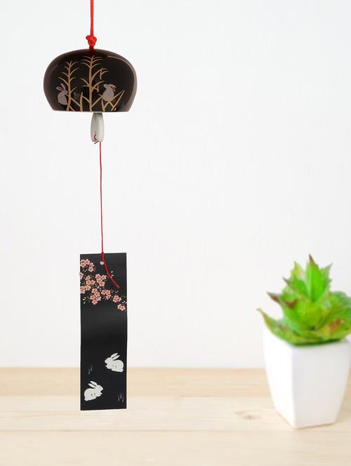 ceramic melodious sound wind chime bell in black color with rabbit design - 15447959 - Very Small Image - 1
