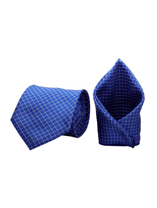 blue micro fiber tie with pocket square - 15449218 - Very Small Image - 1