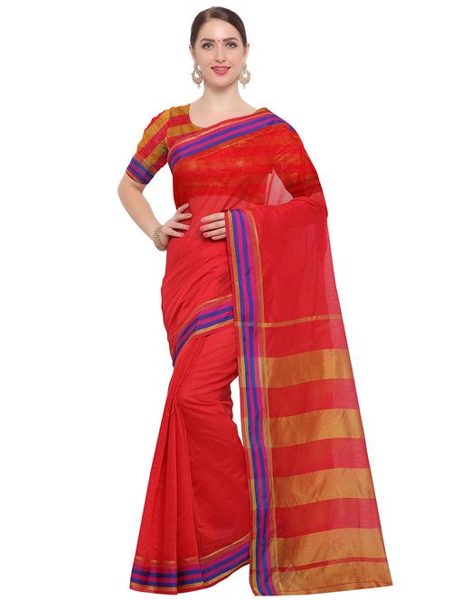 contrast striped woven saree with blouse - 15449434 - Very Small Image - 1
