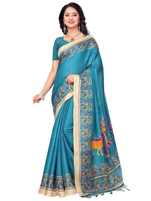 contrast warli border printed saree - 15449441 - Very Small Image - 1