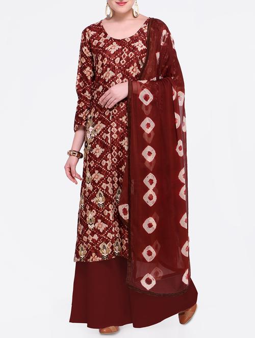 tie & dye print unstitched palazzo suit - 15449497 - Very Small Image - 1