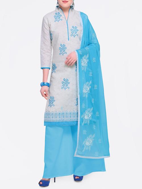 embroidered unstitched palazzo suit - 15449498 - Very Small Image - 1