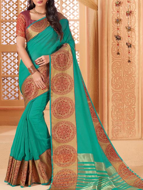 zari bordered kota silk saree with blouse - 15449523 - Very Small Image - 1