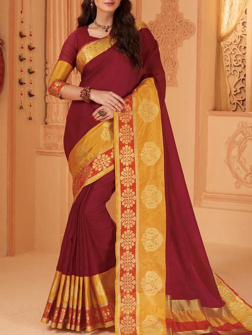 zari bordered kota silk saree with blouse - 15449525 - Very Small Image - 1