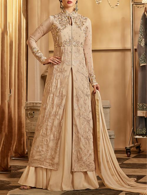 embroidered semi-stitched skirt suit - 15449862 - Very Small Image - 1