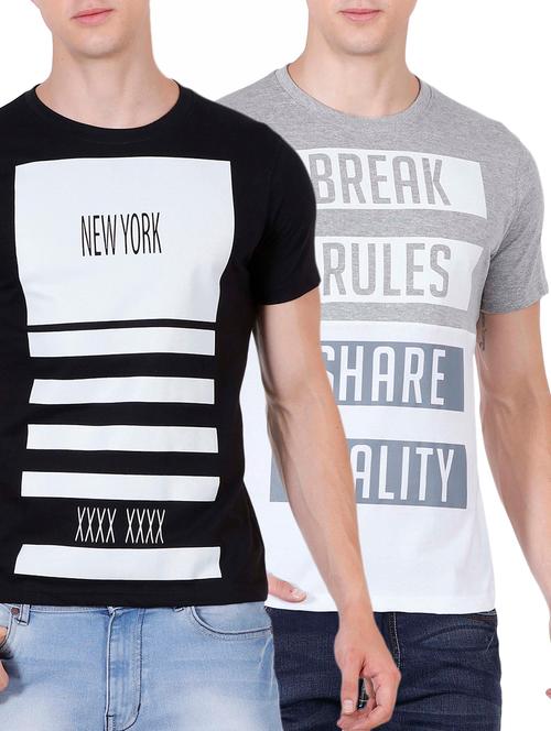 multi colored cotton combos t-shirt (set of 2) - 15450409 - Very Small Image - 1