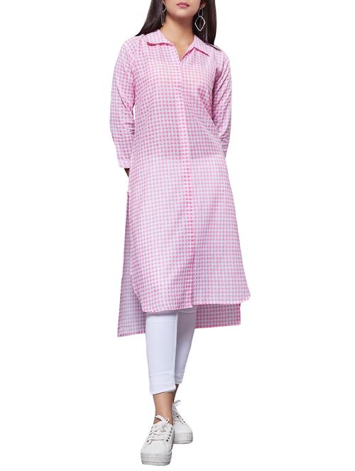 high low checkered kurta - 15450476 - Very Small Image - 1