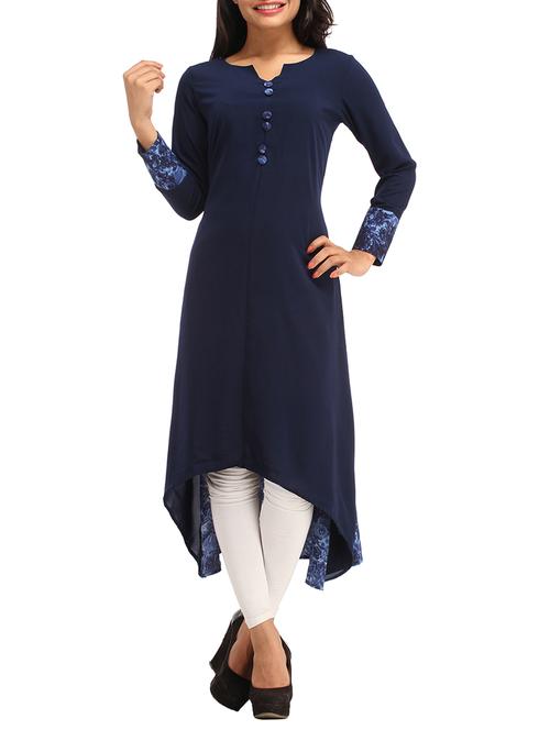 asymmetric floral kurta - 15450634 - Very Small Image - 1
