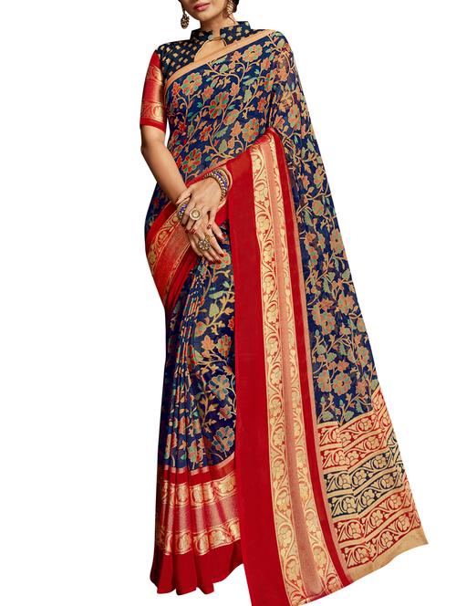 floral brasso paithani saree with blouse - 15450913 - Very Small Image - 1
