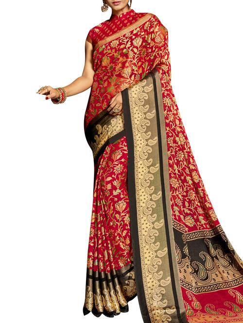 floral brasso paithani saree with blouse - 15450915 - Very Small Image - 1