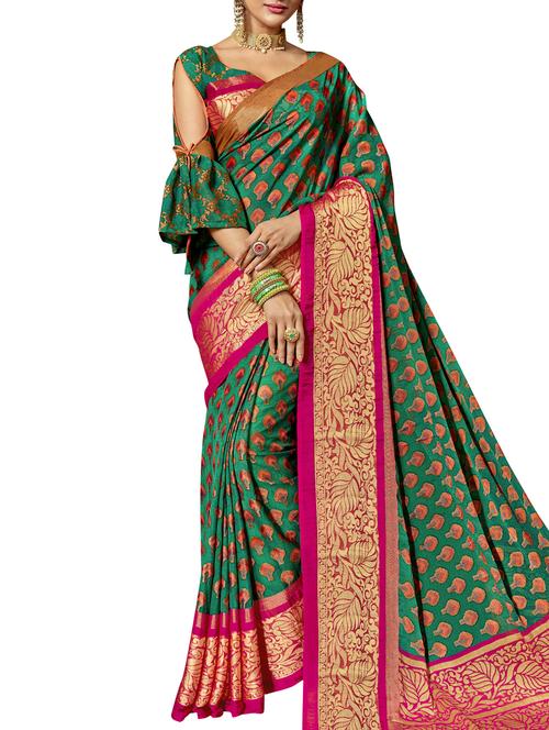 zari brasso paithani saree with blouse - 15450919 - Very Small Image - 1