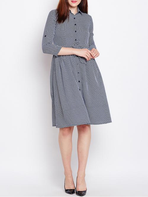 checkered tie knot belt shirt dress - 15451016 - Very Small Image - 1
