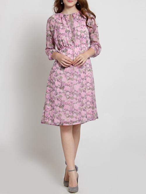 tie knot neck floral blouson dress - 15451770 - Very Small Image - 1