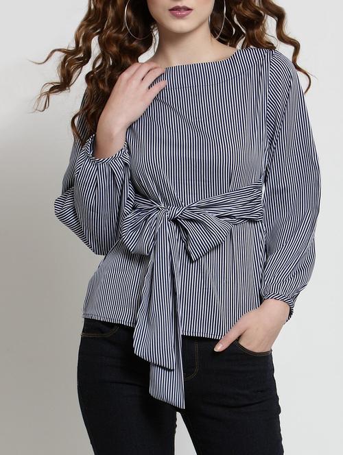 striped front tie knot top - 15451782 - Very Small Image - 1
