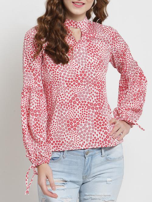 floral mock neck top - 15451783 - Very Small Image - 1