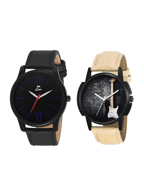 eraa beige guitar & roman black wrist watch combo for men - 15451975 - Very Small Image - 1
