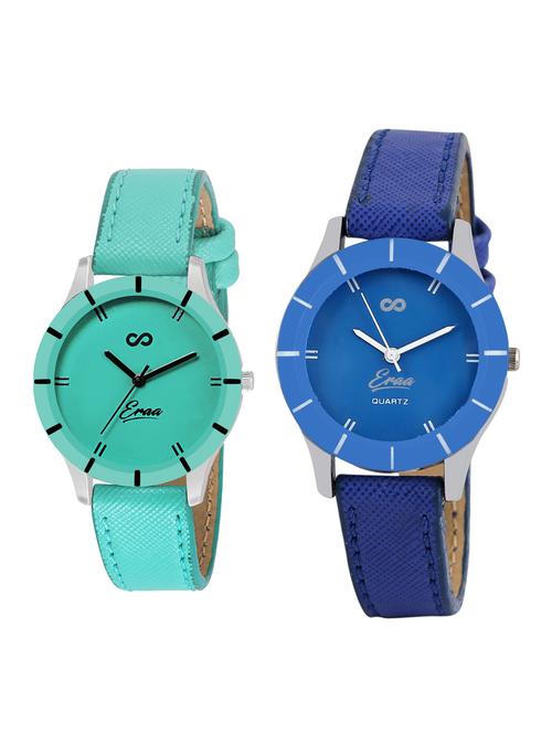 eraa green & blue wrist watch combo for women - 15452048 - Very Small Image - 1