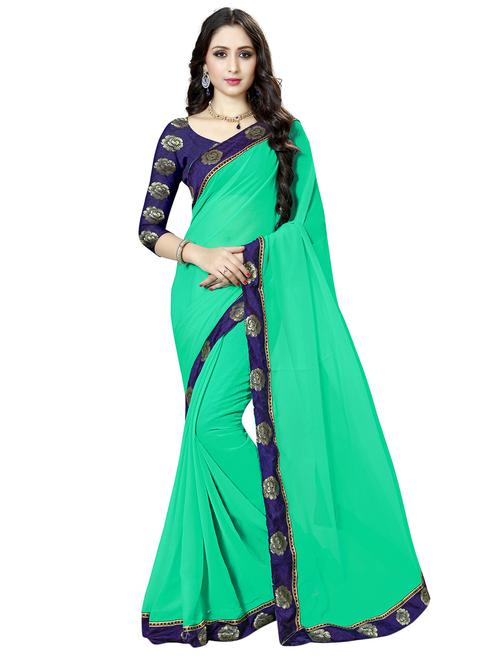 floral jacquard lace border saree with blouse - 15452376 - Very Small Image - 1
