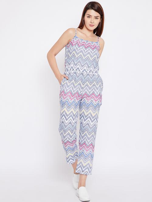 full leg chevron print jumpuit - 15452488 - Very Small Image - 1