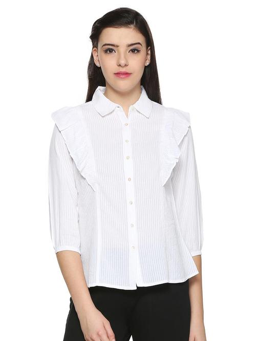 frill detail striped shirt - 15452970 - Very Small Image - 1