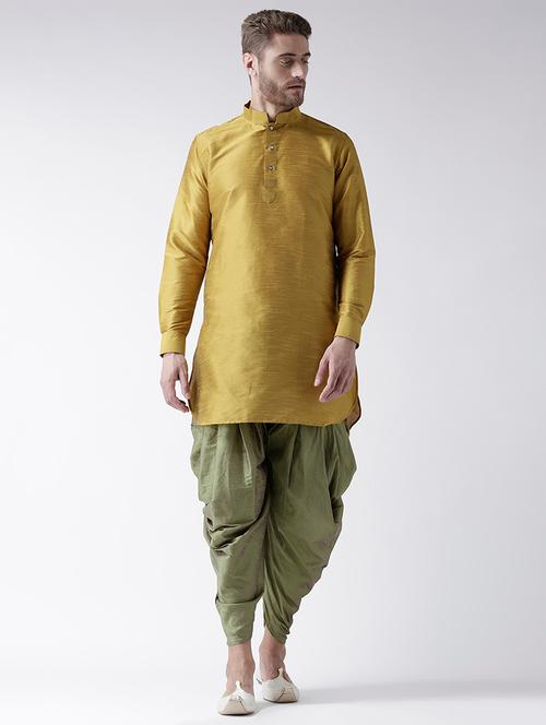 yellow silk blend dhoti kurta set - 15452978 - Very Small Image - 1