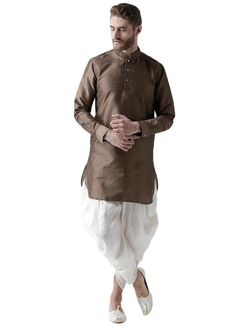 brown silk blend dhoti kurta set - 15452986 - Very Small Image - 1