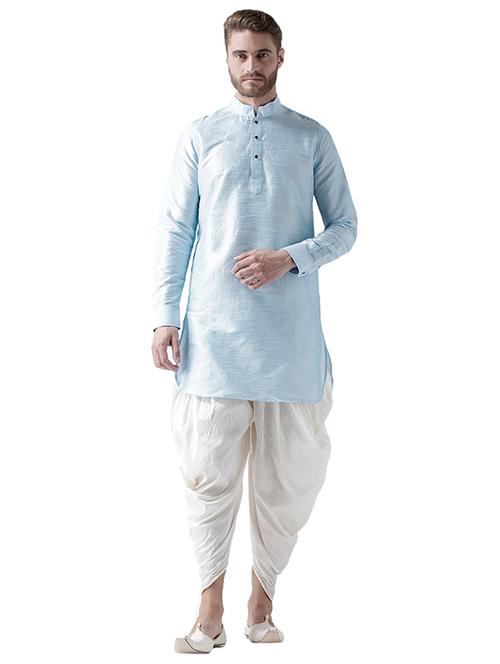 blue silk blend dhoti kurta set - 15452988 - Very Small Image - 1