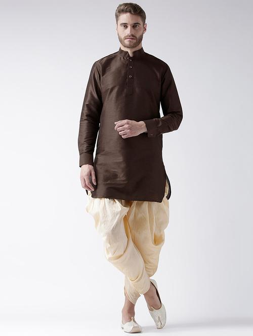 brown silk blend dhoti kurta set - 15452989 - Very Small Image - 1