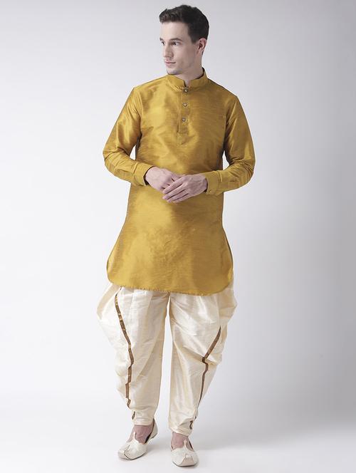 yellow silk blend dhoti kurta set - 15453029 - Very Small Image - 1