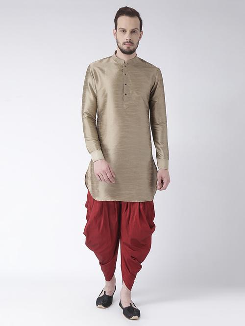 brown silk blend dhoti kurta set - 15453054 - Very Small Image - 1