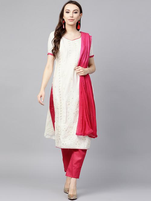 embroidered unstitched churidaar suit - 15453889 - Very Small Image - 1