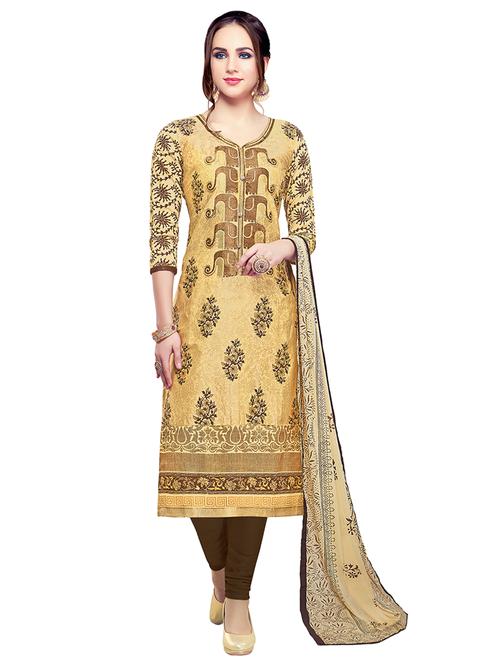 embroidered unstitched churidaar suit - 15453891 - Very Small Image - 1